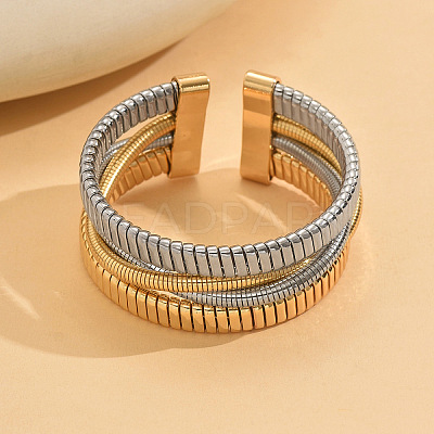 Two Tone Zinc Alloy 3-Strand Cuff Bangles WG02E92-01-1