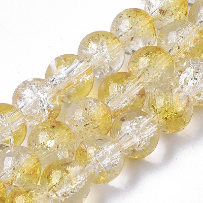Transparent Spray Painted Crackle Glass Bead Strands GLAA-N035-03C-A08-1