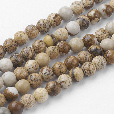 Natural Picture Jasper Bead Strands G-G735-16-4mm-1