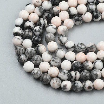 Natural Pink Zebra Jasper Beads Strands G-P231-01-10mm-1