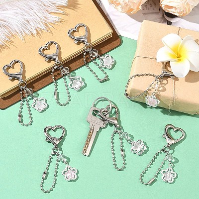 10Pcs Alloy Glass & 304 Stainless Steel Pendant Decorations HJEW-YW00532-1