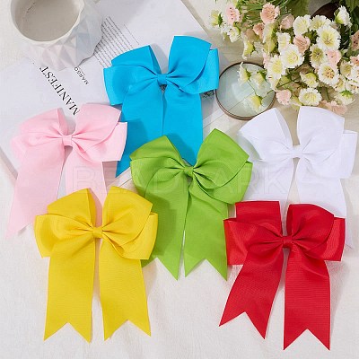 Bowknot Polyester Alligator Hair Clips for Women Girls OHAR-CP0001-26B-1