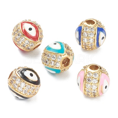 Brass Micro Pave Cubic Zirconia Beads ZIRC-A019-16G-A-1