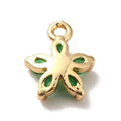 Brass Cubic Zirconia Flower Charms KK-O141-01G-06-1