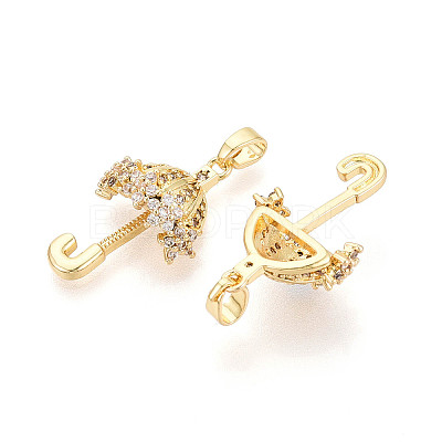 Brass Micro Pave Cubic Zirconia Pendants KK-T073-53G-1