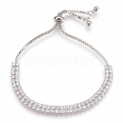 Brass Micro Pave Cubic Zirconia Bolo Tennis Bracelets BJEW-F334-P-1