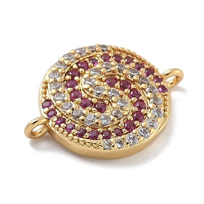 Rack Plating Brass Micro Pave Orchid & Clear Cubic Zirconia Vortex Connector Charms KK-A234-057G-1