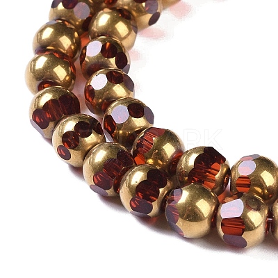 Electroplate Glass Beads Strands X-EGLA-Q128-04A-FP02-1