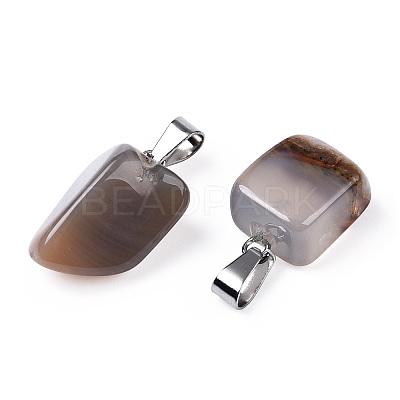 Natural Grey Agate Pendants G-Q996-04-1