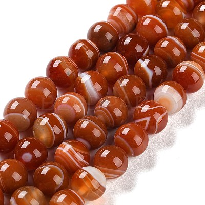 Natural Striped Agate/Banded Agate Beads Strands G-Z060-A01-C05-1