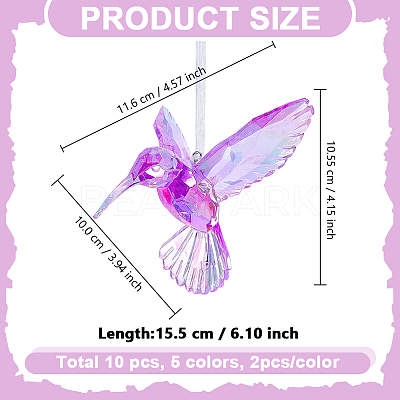 10Pcs 5 Colors Acrylic Pendant Decorations HJEW-GO0001-22-1