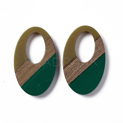 Opaque Resin & Walnut Wood Pendants RESI-M027-02C-1