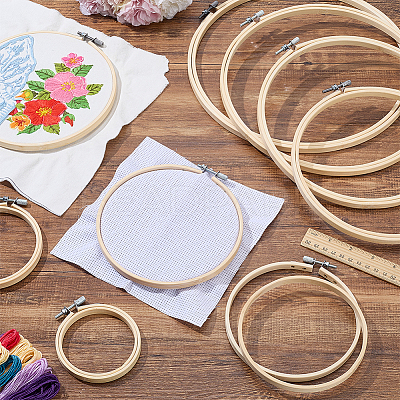 9Pcs 9 Styles Bamboo Embroidery Hoops DIY-GO0003-09-1