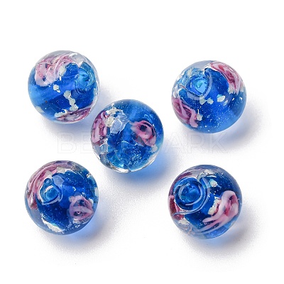 Luminous Handmade Glod Sand Lampwork Beads Strands LAMP-B028-03O-10mm-1