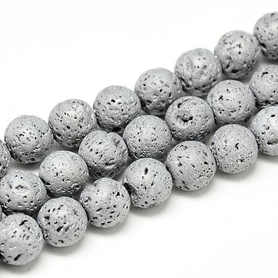 Electroplate Natural Lava Rock Beads Strands G-T058-03I-1