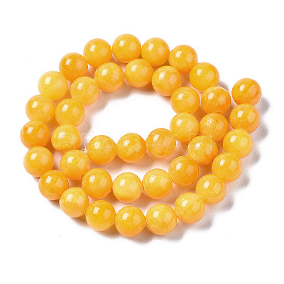 Natural Dyed Yellow Jade Gemstone Bead Strands G-R271-10mm-Y07-1