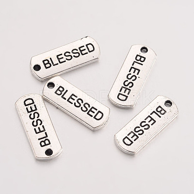 Tibetan Style Alloy Rectangle with Word Blessed Pendants X-TIBEP-Q043-060-RS-1