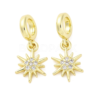 Brass Micro Pave Cubic Zirconia European Dangle Charms KK-D325-13G-1