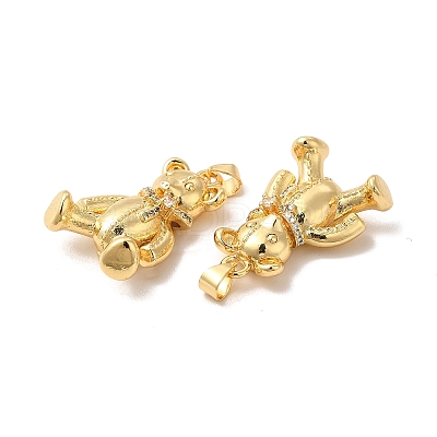 Rack Plating Brass Micro Pave Cubic Zirconia Pendants KK-B068-10G-1