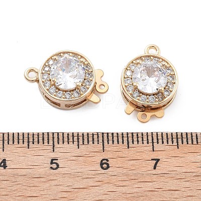 Flat Round Brass Micro Pave Cubic Zirconia Box Clasps KK-B125-15B-01G-1