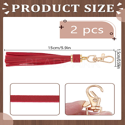 2Pcs PU Leather Tassel Pendant Decorations FIND-LP0004-01C-1