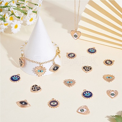 30Pcs 6 Style Alloy Enamel Pendants ENAM-SZ0003-30-1