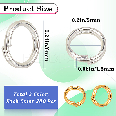 600Pcs 2 Colors Brass Split Rings KK-SP0001-82C-1