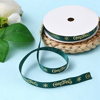Flat Christmas Theme Polyester Satin Ribbon OCOR-YWC0001-01B-03-1