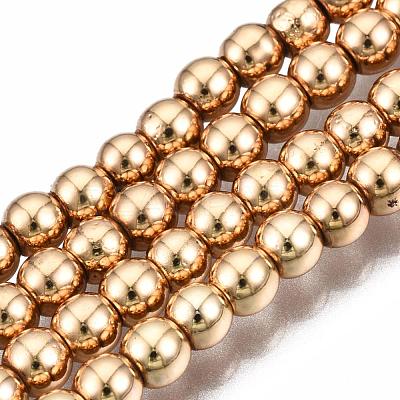 Electroplate Non-magnetic Synthetic Hematite Bead Strands X-G-Q466-3mm-04-1