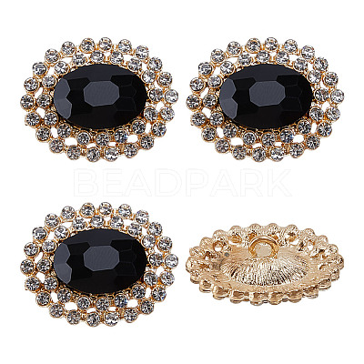4Pcs 1-Hole Alloy Glass Shank Buttons FIND-DR0001-99A-1