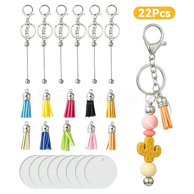 DIY Alloy Bar Beadable Keychain Making Kits DIY-YW0008-76-1