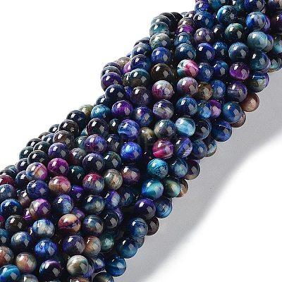 Natural Rainbow Tiger Eye Beads Strands G-NH0002-A01-B01-1