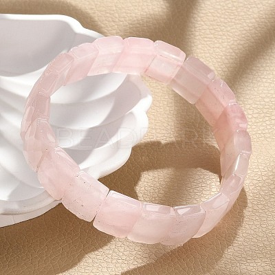 Natural Rose Quartz Gemstone Stretch Bracelets BJEW-F406-B04-1
