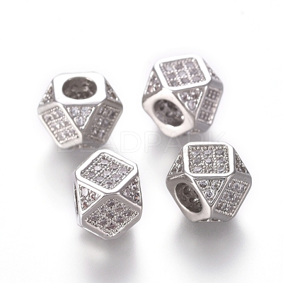 Brass Micro Pave Cubic Zirconia Beads ZIRC-L088-01B-P-1