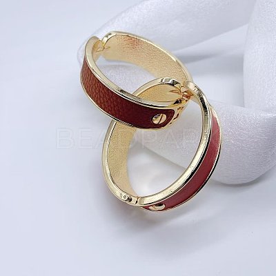Alloy and Faux Leather Hinged Bangles for Women FS-WGE9289-02-1