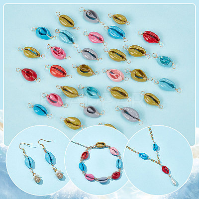 30Pcs Natural Cowrie Shell Connector Charms FIND-PH0007-95-1