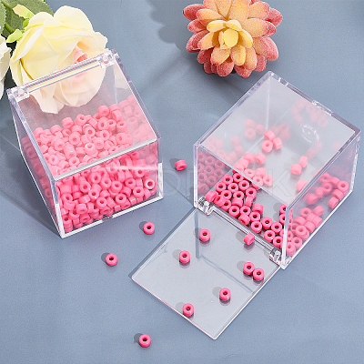 Square Transparent Plastic Candy Storage Case ODIS-WH0043-52-1