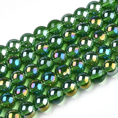 Electroplate Transparent Glass Beads Strands GLAA-T032-T4mm-AB07-1