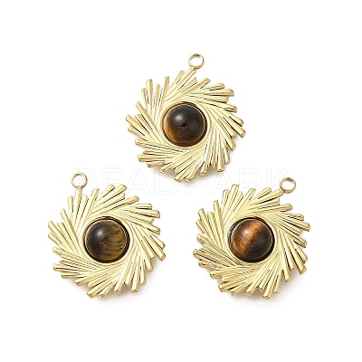 Natural Tiger Eye Boho Pendants STAS-U027-07G-01-1