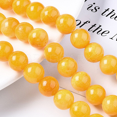 Natural Dyed Yellow Jade Gemstone Bead Strands G-R271-10mm-Y07-1