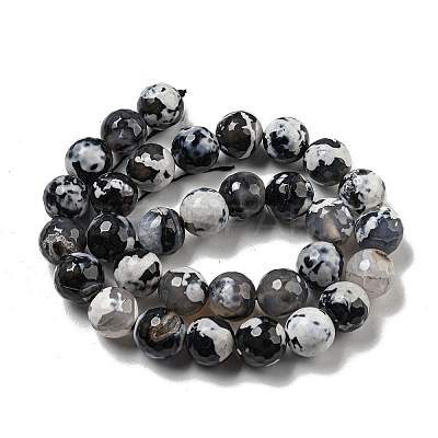 Faceted Natural Fire Crackle Agate Beads Strands G-F447-12mm-N13-1