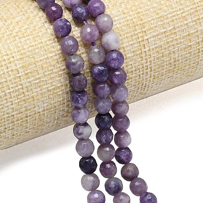 Natural Lepidolite/Purple Mica Beads Strands G-B165-A11-6mm-1
