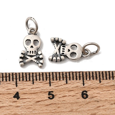 925 Sterling Silver Halloween Skull Charms STER-K188-10AS-1