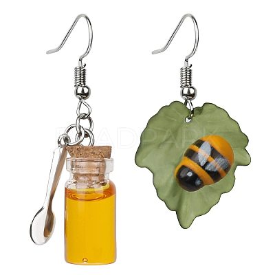 Bees Alloy Resin Dangle Earrings FS-WGAE13C-01-1