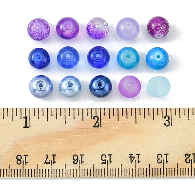 375Pcs 15 Style Spray Painted & Baking Paint & Drawbench & Translucent Glass Beads GLAA-FS0001-36-1