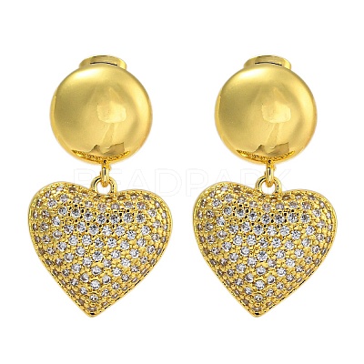 Rack Plating Brass Micro Pave Clear Cubic Zirconia Stud Earrings EJEW-I313-15C-G-1