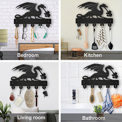 Wood & Iron Wall Mounted Hangers HJEW-WH0055-028-1