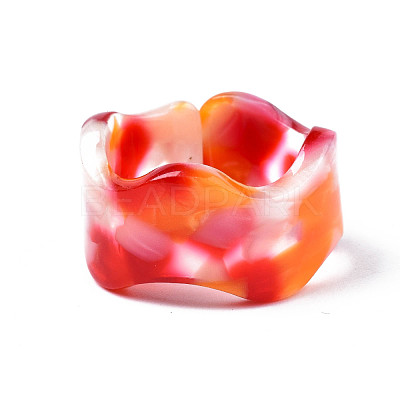 Resin Wave Cuff Ring RJEW-T022-011-1