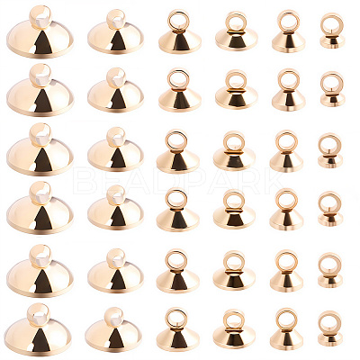 120Pcs 6 Styles Brass Bead Cap Pendant Bails DIY-SP0004-25LG-1