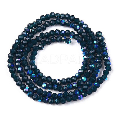 Electroplate Opaque Solid Color Glass Beads Strands EGLA-A034-P6mm-L07-1